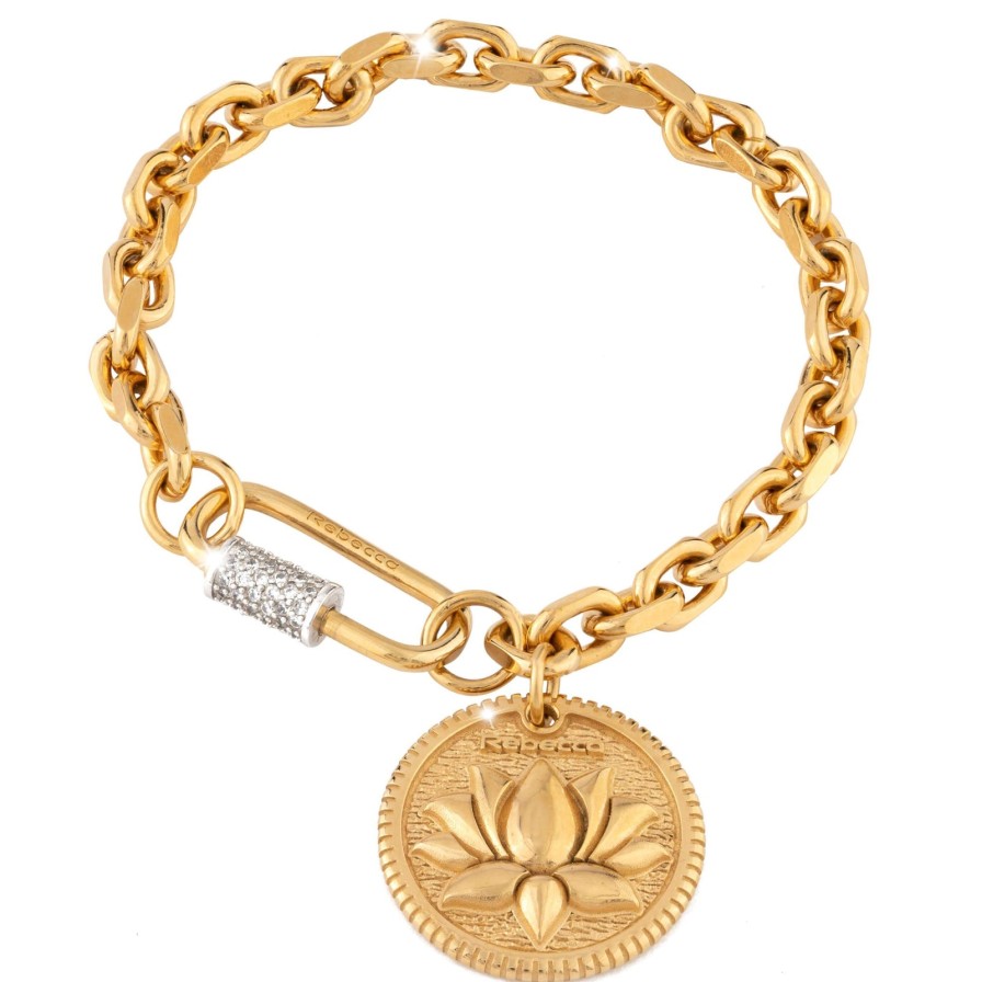 Rebecca Rebecca Gold Lotus Flower Disc Bracelet Hot