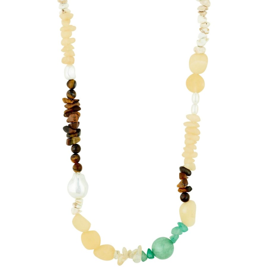 Pilgrim Pilgrim Cloud Gold Semi Precious Bead Necklace Hot