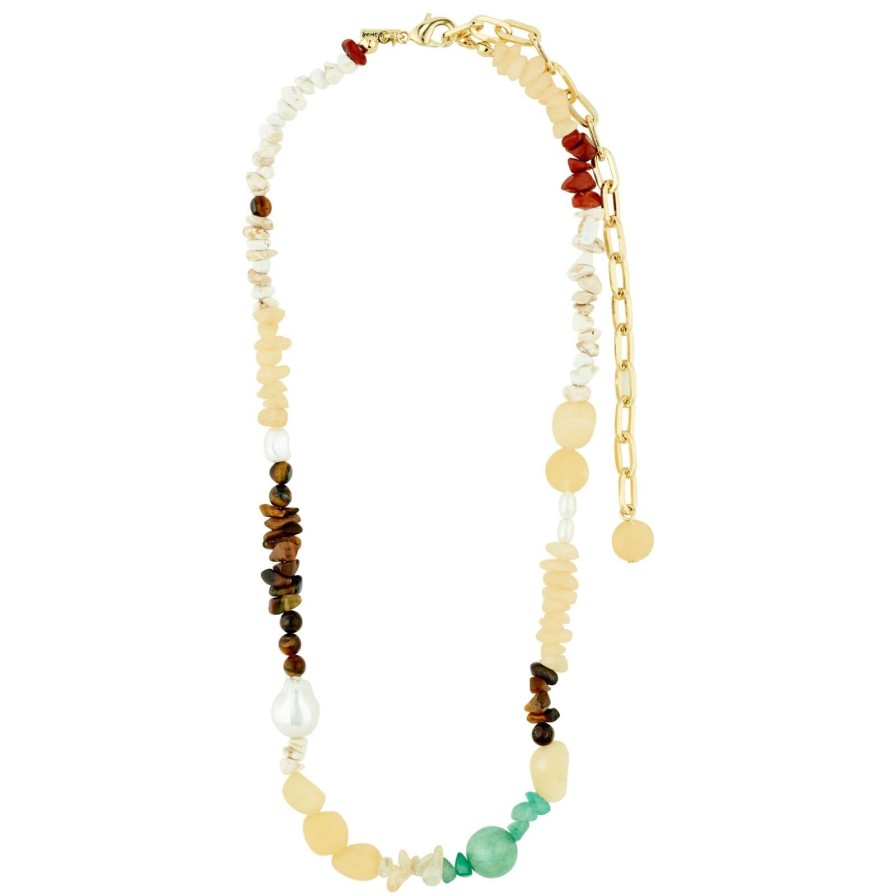 Pilgrim Pilgrim Cloud Gold Semi Precious Bead Necklace Hot