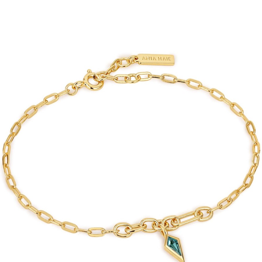 Ania Haie Ania Haie Dance Til Dawn Teal Sparkle Gold Link Bracelet Clearance