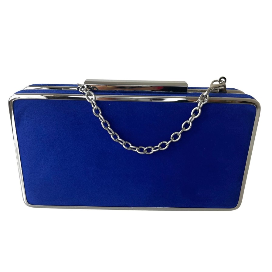 Lodi Lodi Blue Suede Box Clutch Bag Hot