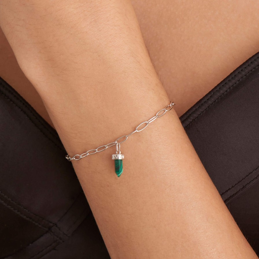 Ania Haie Ania Haie Second Nature Malachite Point Silver Bracelet Clearance