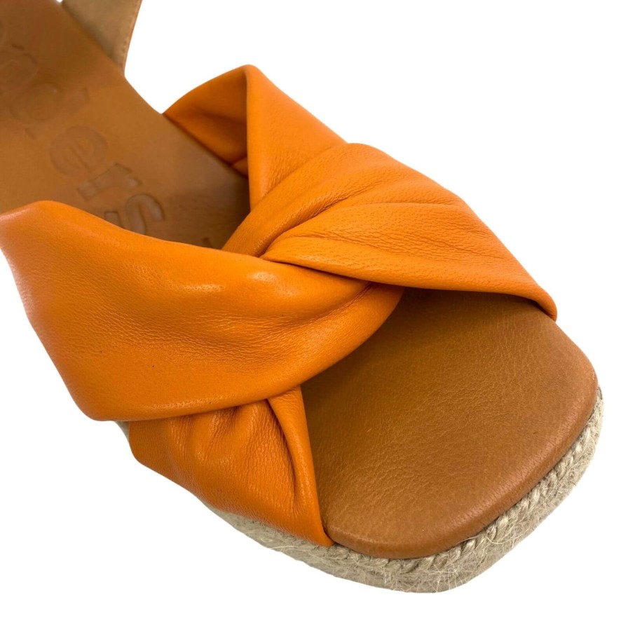 Wonders Wonders Orange Leather Wedge Sandals Clearance