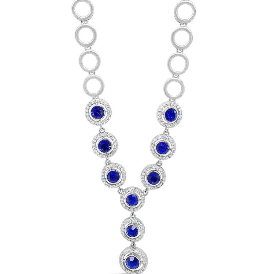 Absolute Absolute Midnight Blue Halo Design Silver Circles Necklace Online