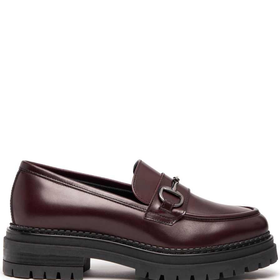 Nero Giardini Nerogiardini Burgundy Leather Chunky Loafersy New