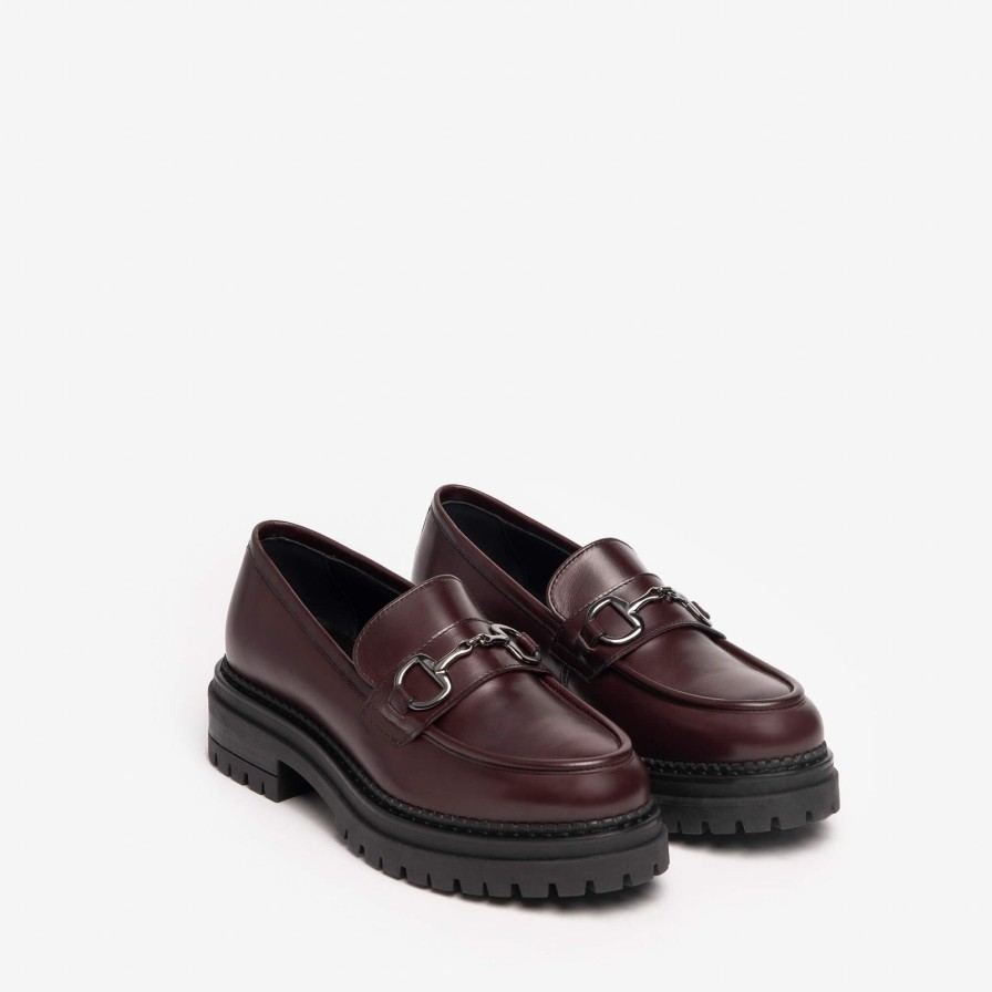 Nero Giardini Nerogiardini Burgundy Leather Chunky Loafersy New