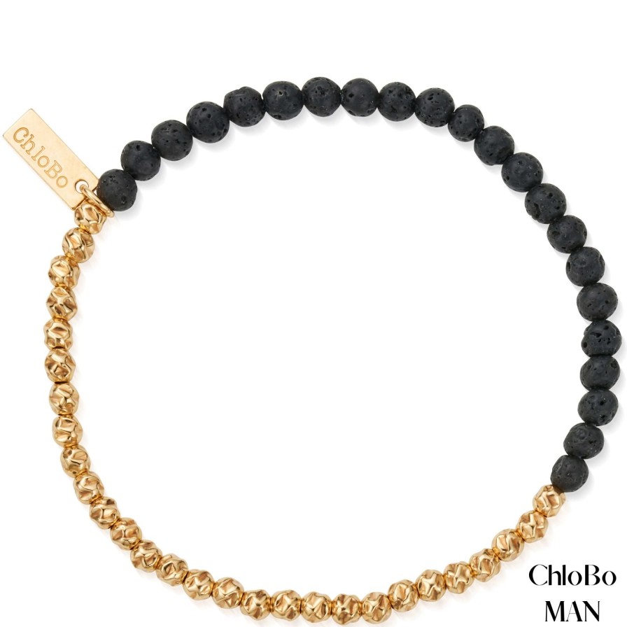 ChloBo MAN Chlobo Man - Black Lava Principal Bracelet - Gold Clearance