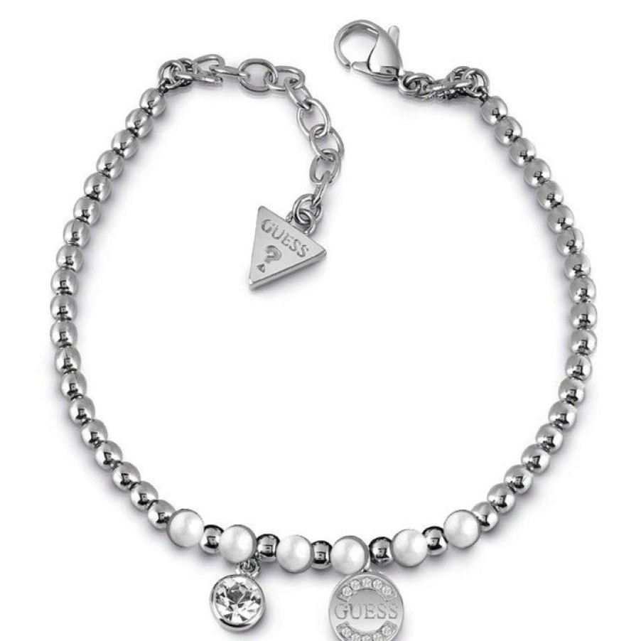 Guess Guess Uptown Chic Silver Bead Bracelet New