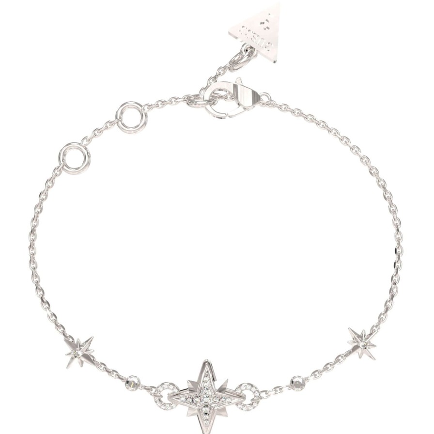 Guess Guess In The Sky Silver Star Charm Bracelet New