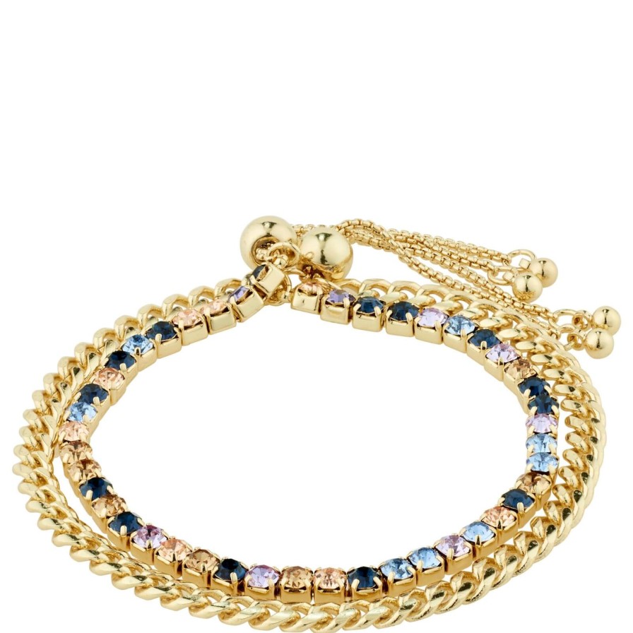 Pilgrim Pilgrim Reign Gold & Blue Double Bracelet Clearance