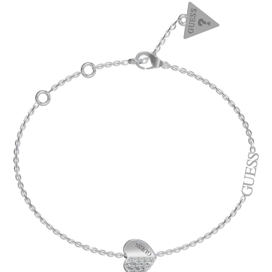 Guess Guess Lovely Heart Silver Bracelet Clearance