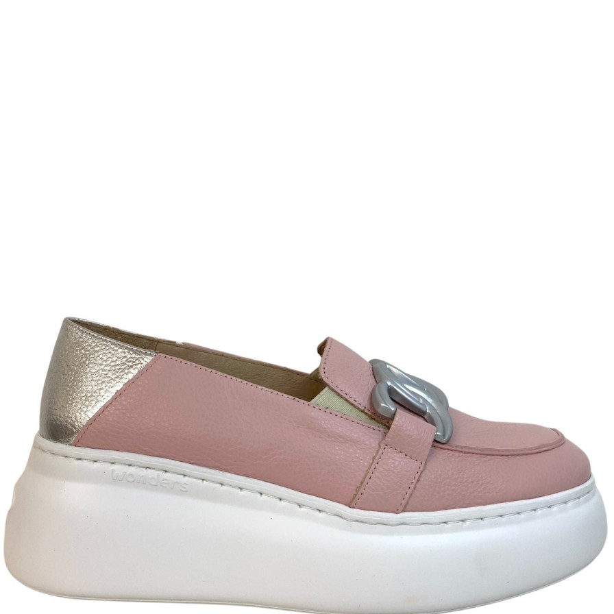 Wonders Wonders Blush Pink Leather Slip On Wedge Shoes Online