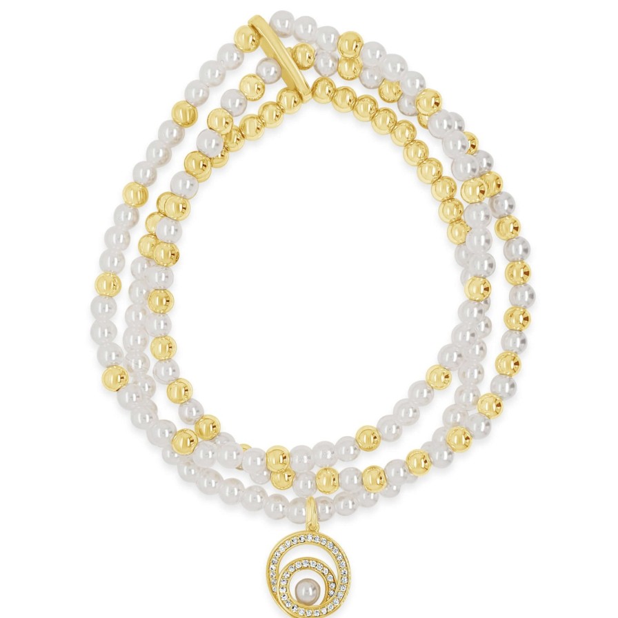 Absolute Absolute Gold & Cream Pearl Entwined Halo Bead Bracelet Best