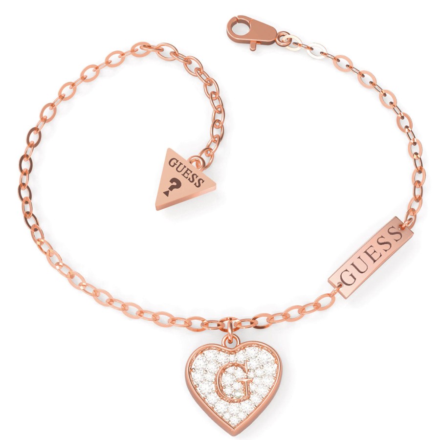 Guess Guess Shine Crystal Heart Rose Gold Bracelet Wholesale