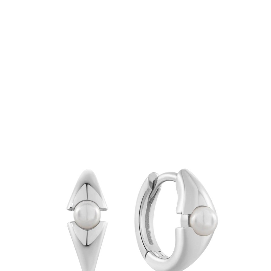 Ania Haie Ania Haie Modern Muse Silver Pearl Geometric Huggie Hoop Earrings Online