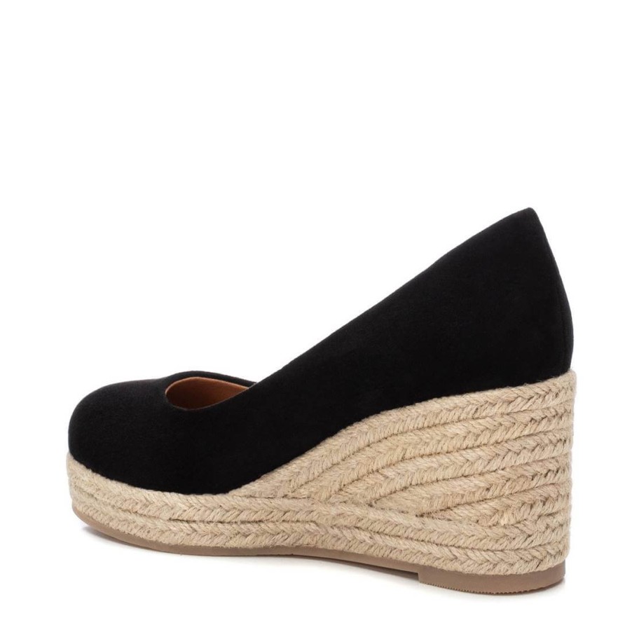 XTI Xti Black Suede Espadrille Wedges New