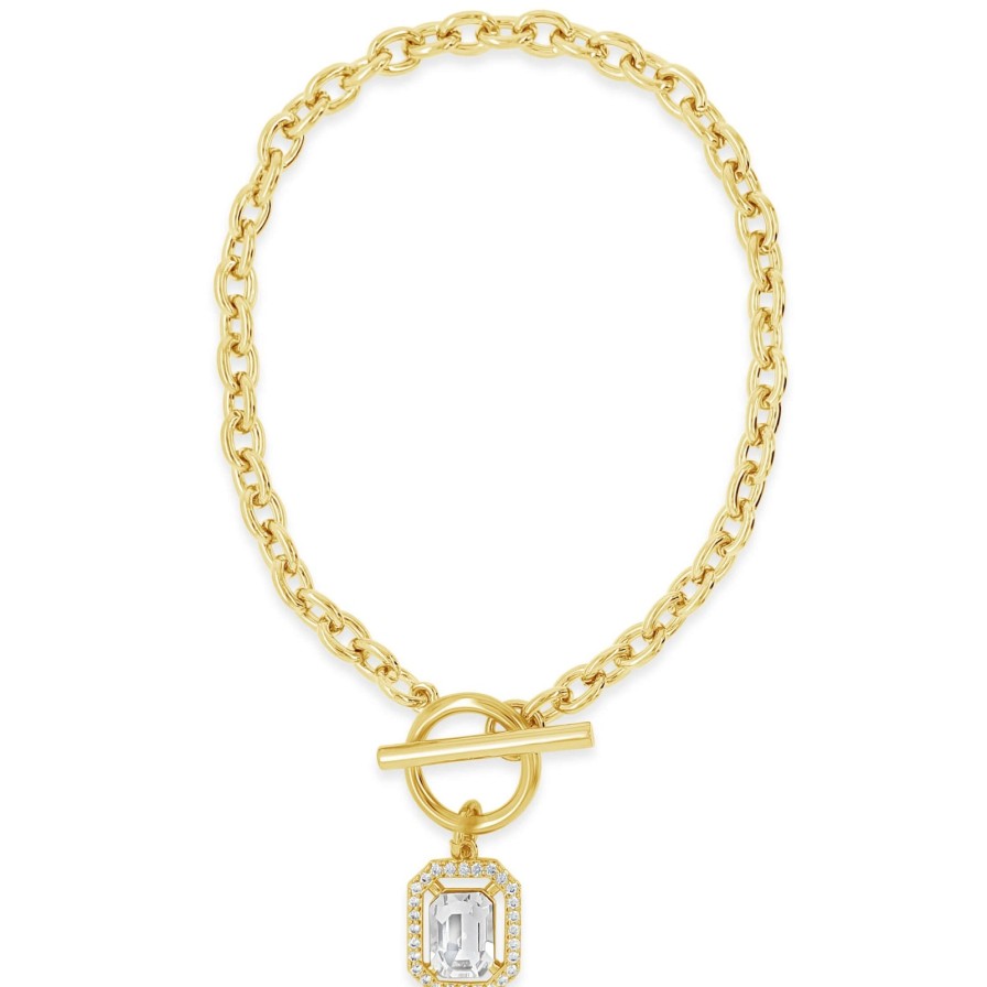 Absolute Absolute Gold Square Pendant T Bar Bracelet Wholesale