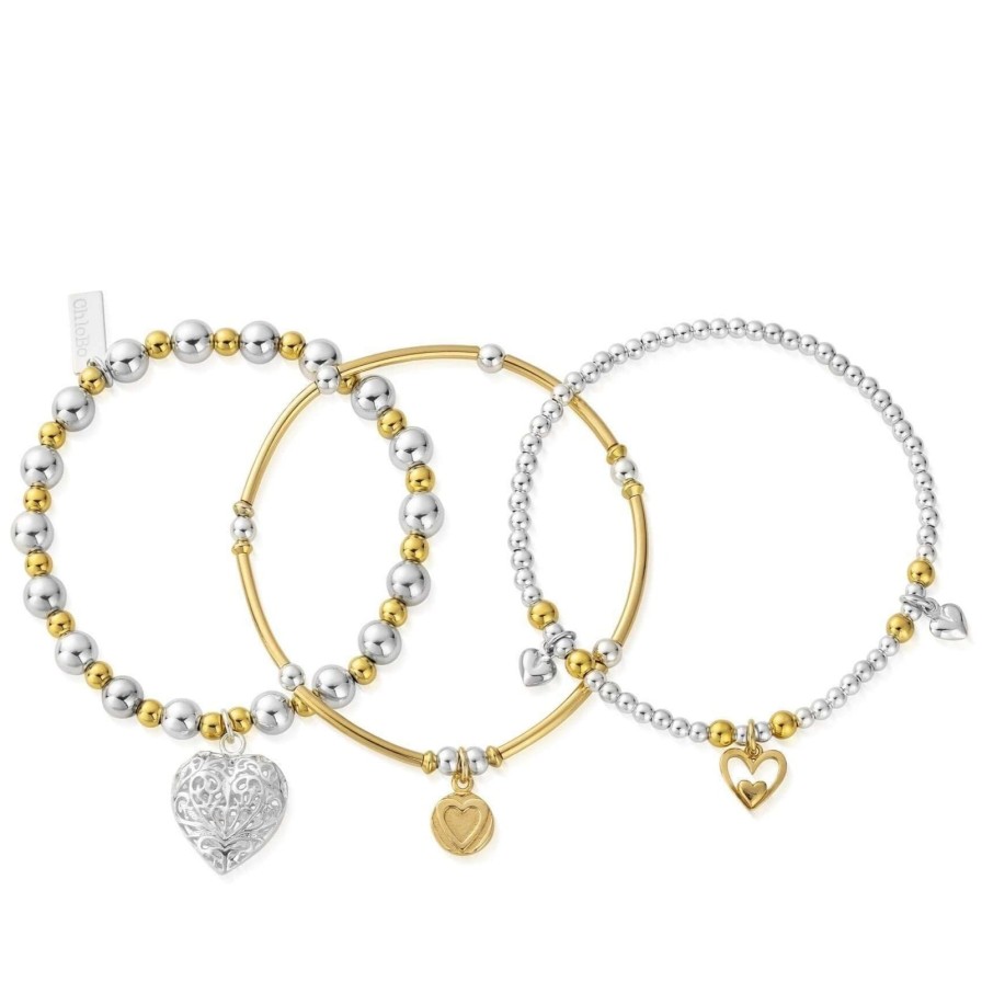 ChloBo Chlobo Compassion Bracelet Set - Gold & Silver Online