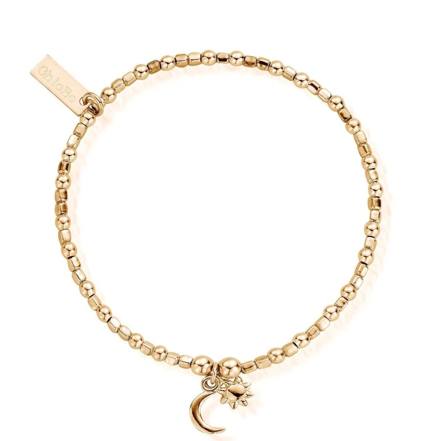 ChloBo Chlobo Mini Cube Dainty Sun & Moon Bracelet - Gold Wholesale