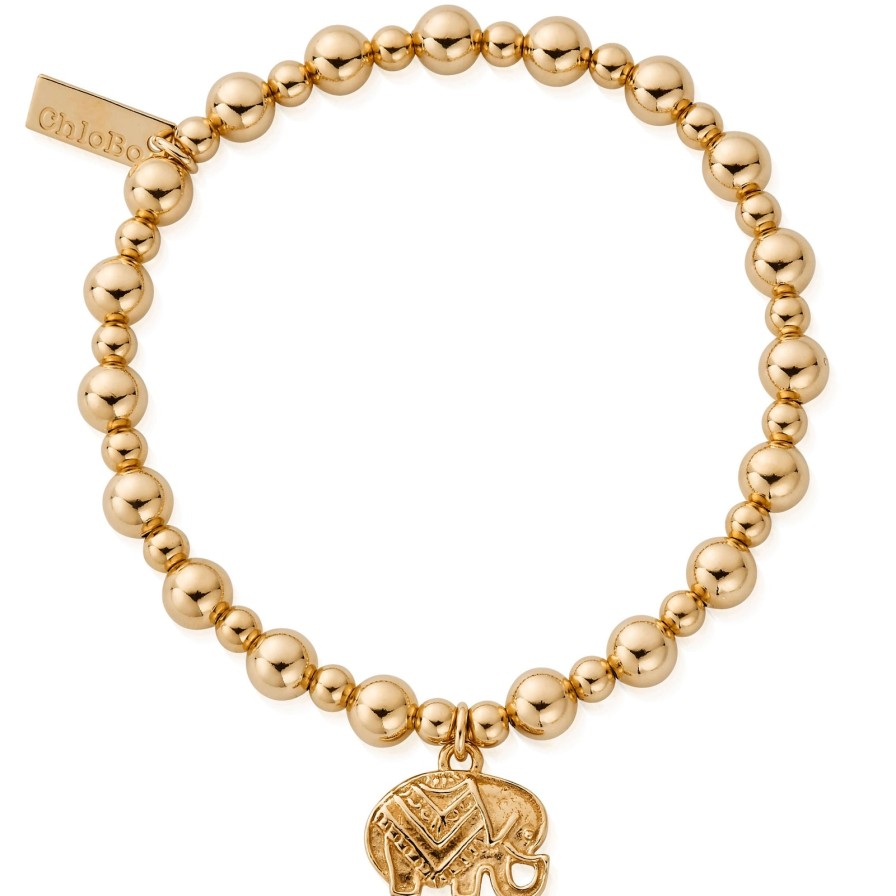 ChloBo Chlobo Small Ball Elephant Bracelet - Gold Clearance