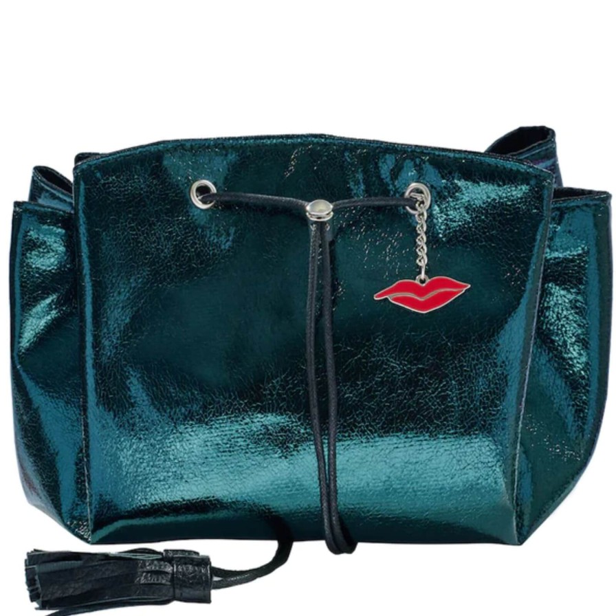 Donna May London Donna May Metallic Drawstring Makeup Bag - Green Hot