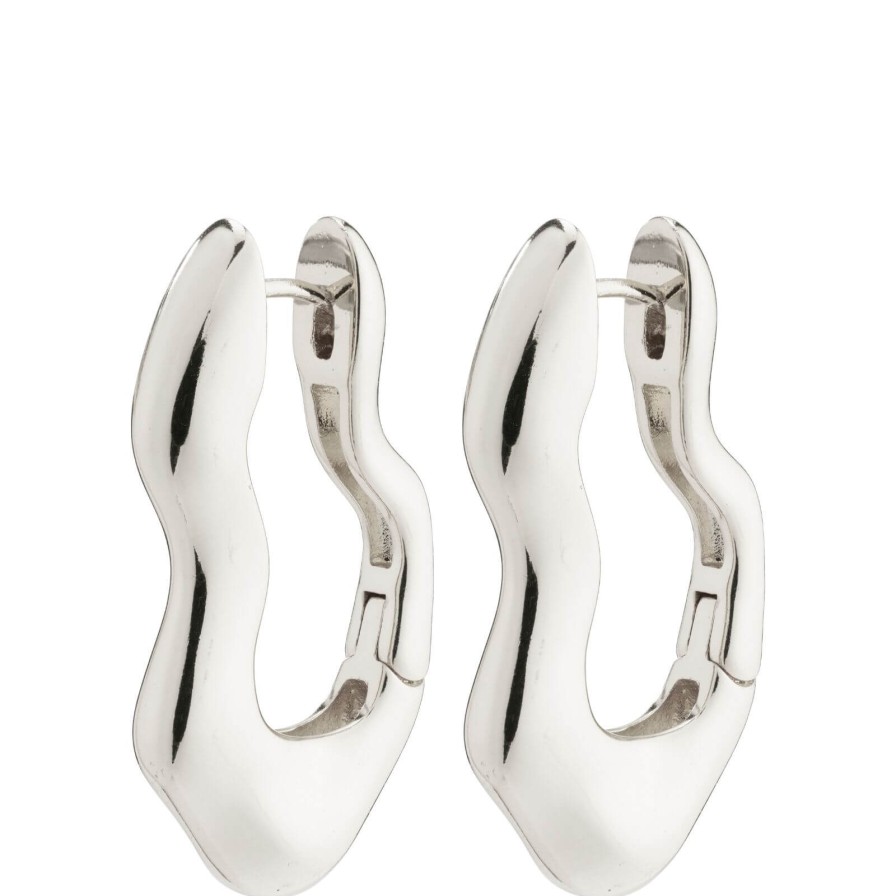 Pilgrim Pilgrim Wave Silver Large Chunky Hoop Earrings Wholesale