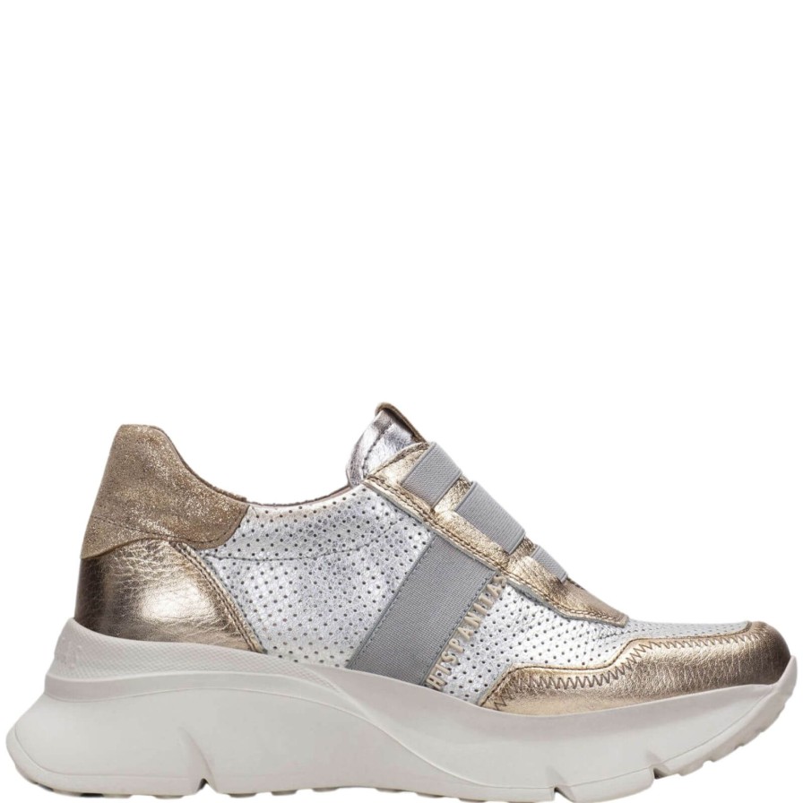 Hispanitas Hispanitas Gold & Silver Leather Slip On Chunky Sneakers Hot