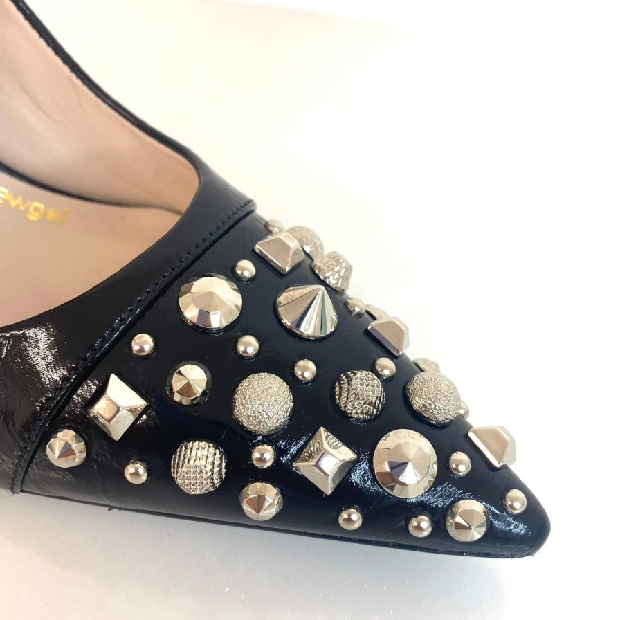 Lodi Lodi Sompo Black Leather Studded Stilettos Clearance