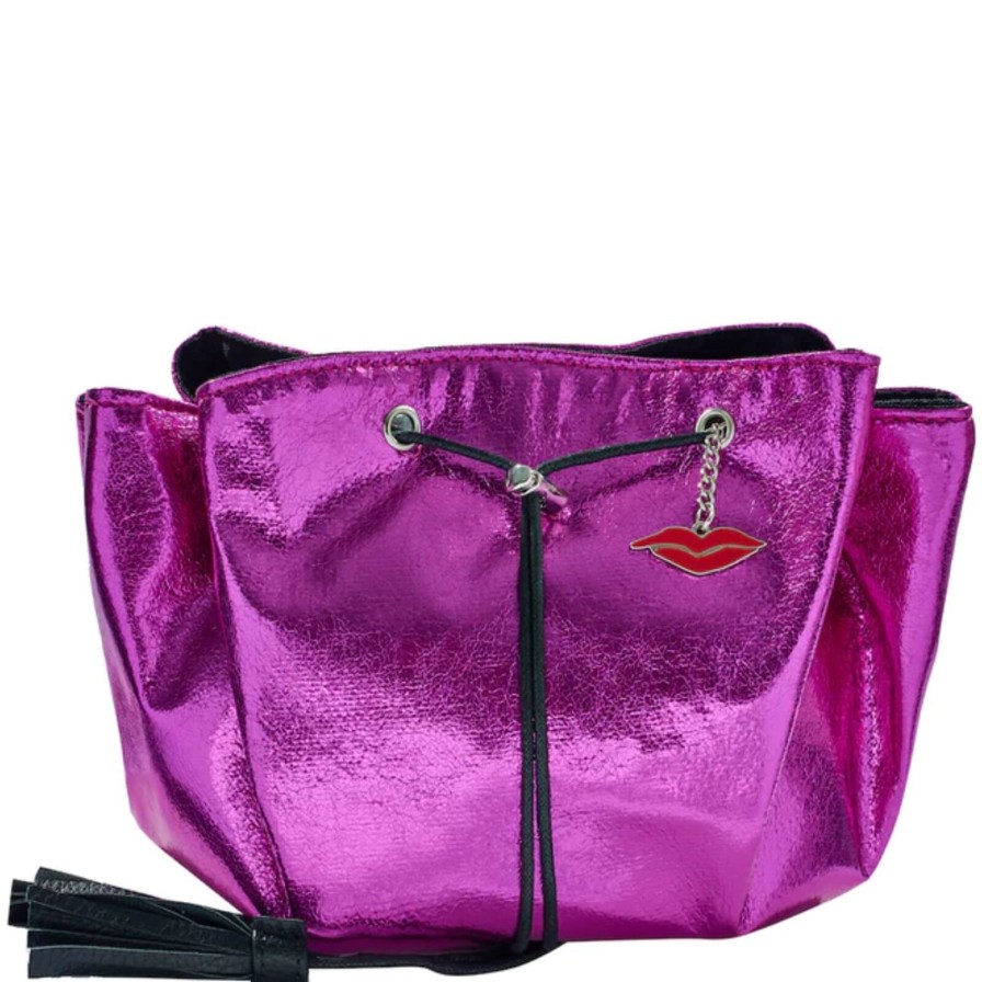 Donna May London Donna May Metallic Drawstring Makeup Bag - Hot Pink Online