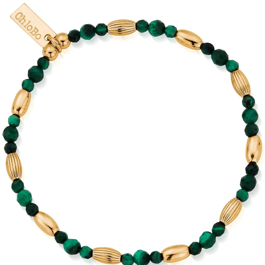 ChloBo Chlobo Alternative Rice Malachite Bracelet - Gold Hot