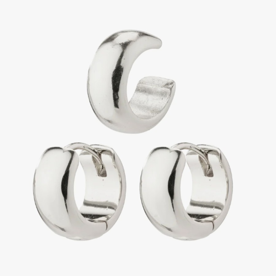 Pilgrim Pilgrim Pace Silver Hoop And Cuff Earrings Clearance