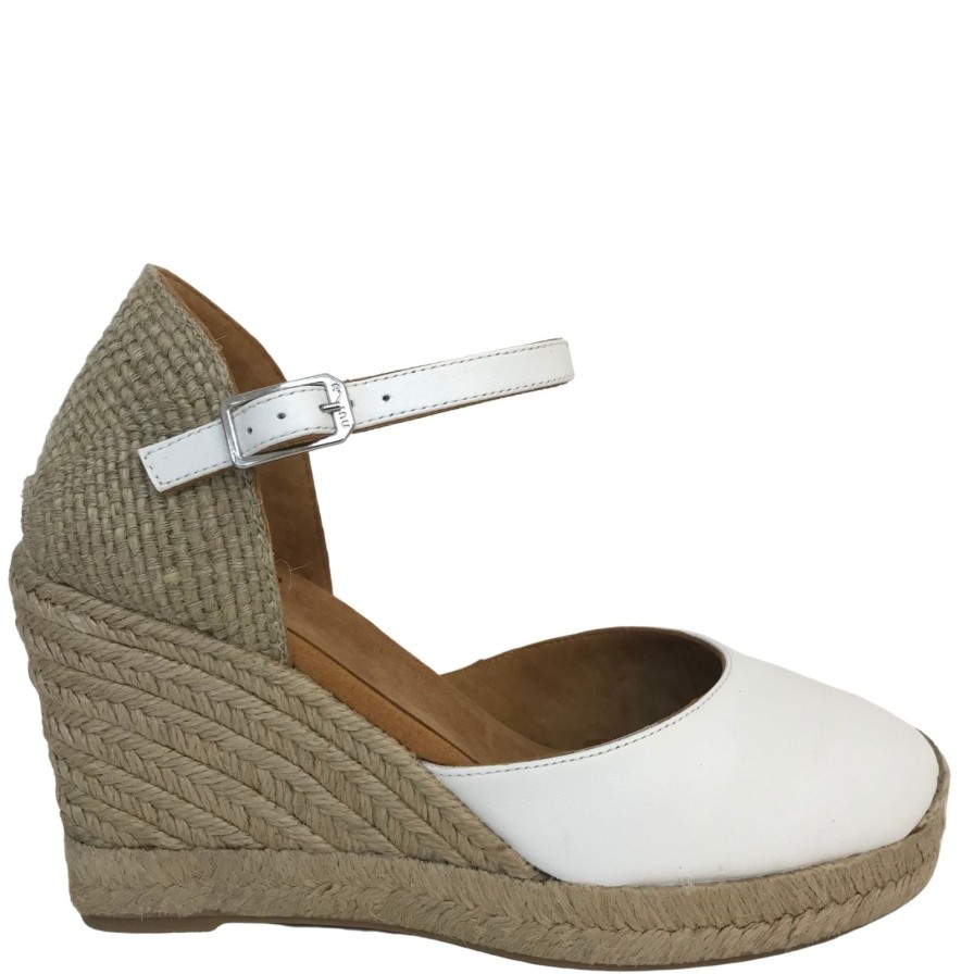 Unisa Unisa Castilla White Leather Wedges Wholesale