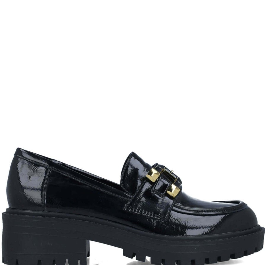 Menbur Menbur Black Patent Slip On Loafers Clearance