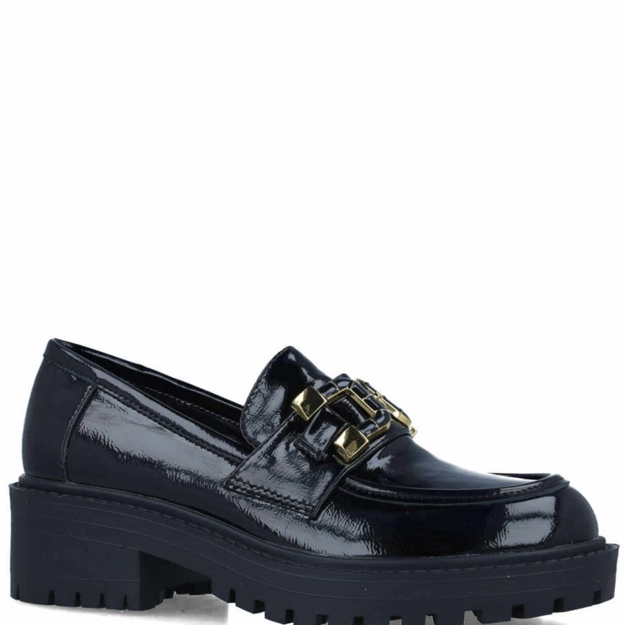 Menbur Menbur Black Patent Slip On Loafers Clearance