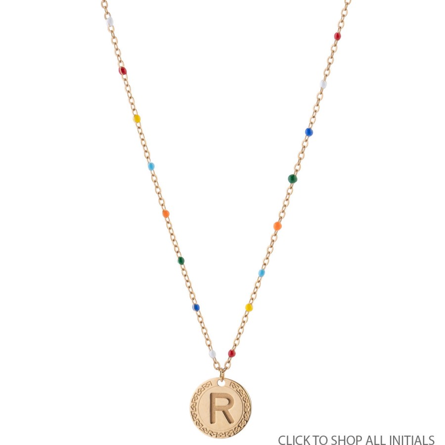 Rebecca My World Rebecca Gold Multi Bead Initial Necklace *Available Stock* New