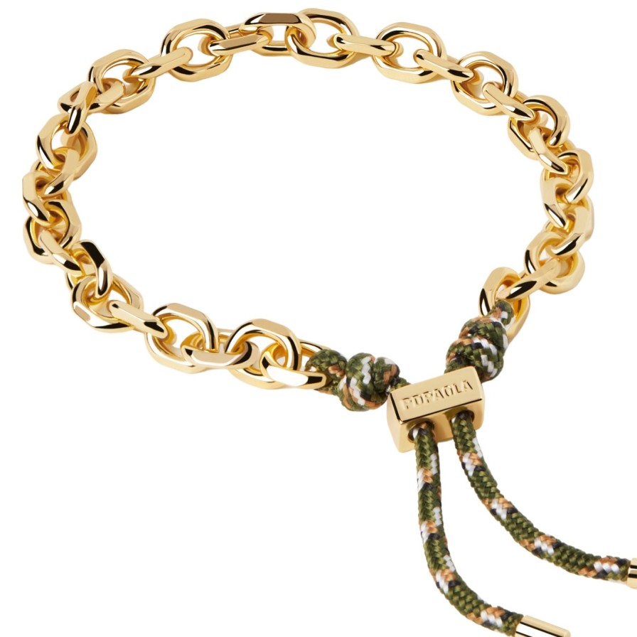 PDPAOLA Pdpaola Gold Cottage Essential Rope & Chain Bracelet - Green Wholesale