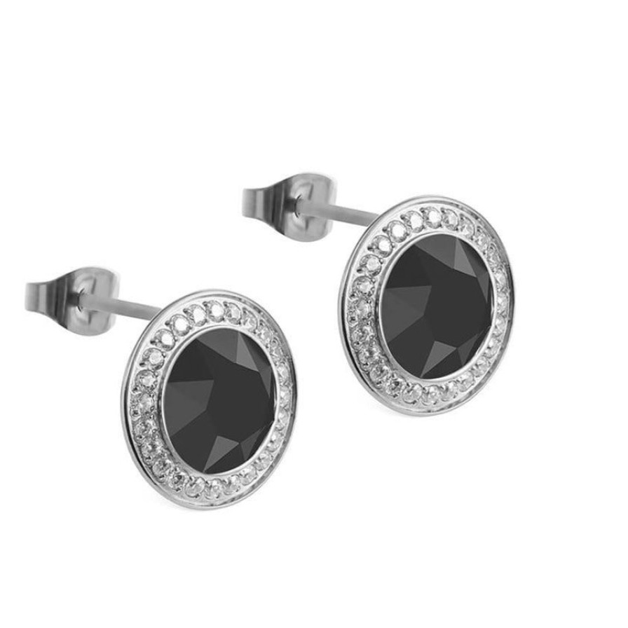 Qudo Qudo Tondo Deluxe Silver Earrings - Jet New