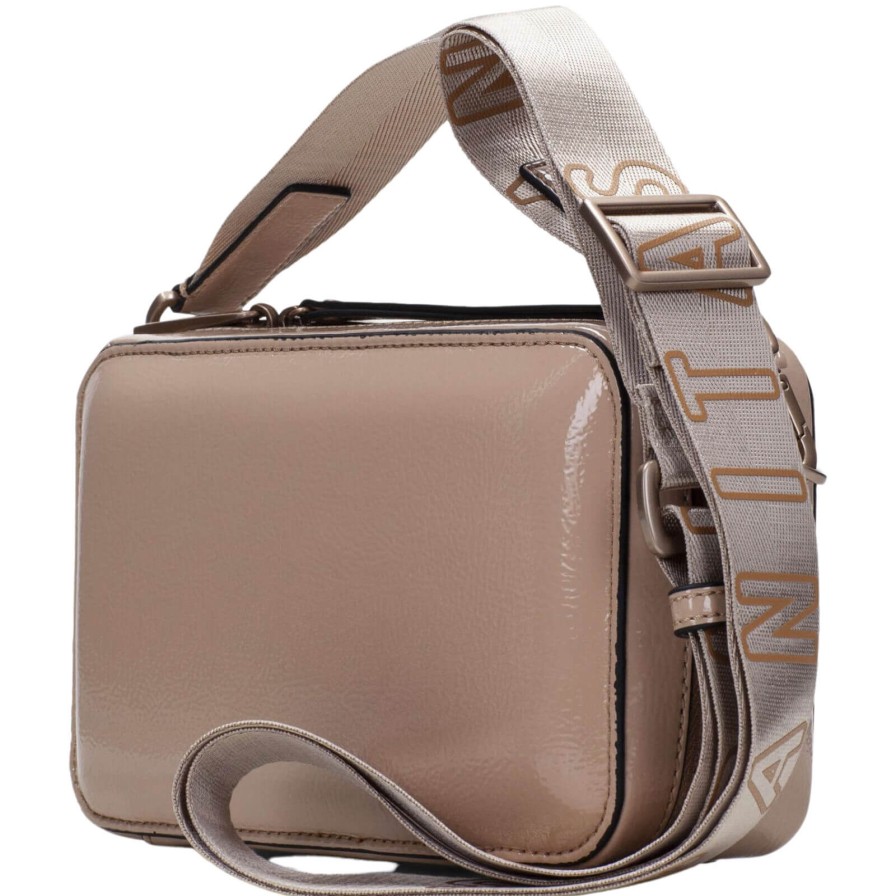 Hispanitas Hispanitas Pale Tan Smooth Leather Crossbody Camera Bag New