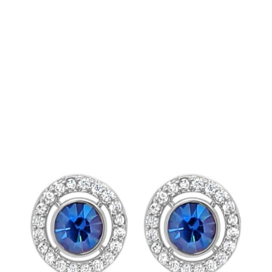 Absolute Absolute Silver & Midnight Blue Halo Stud Earrings Wholesale