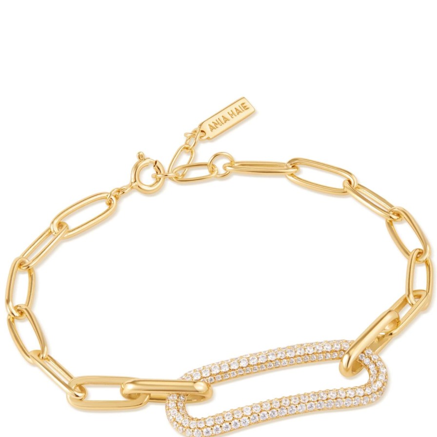 Ania Haie Ania Haie Tough Love Gold Pave Link Bracelet Hot