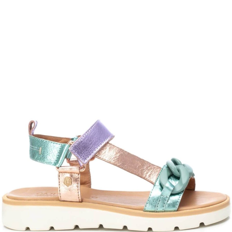 Carmela Carmela Multi Metallic Leather Curb Chain Sandals Best