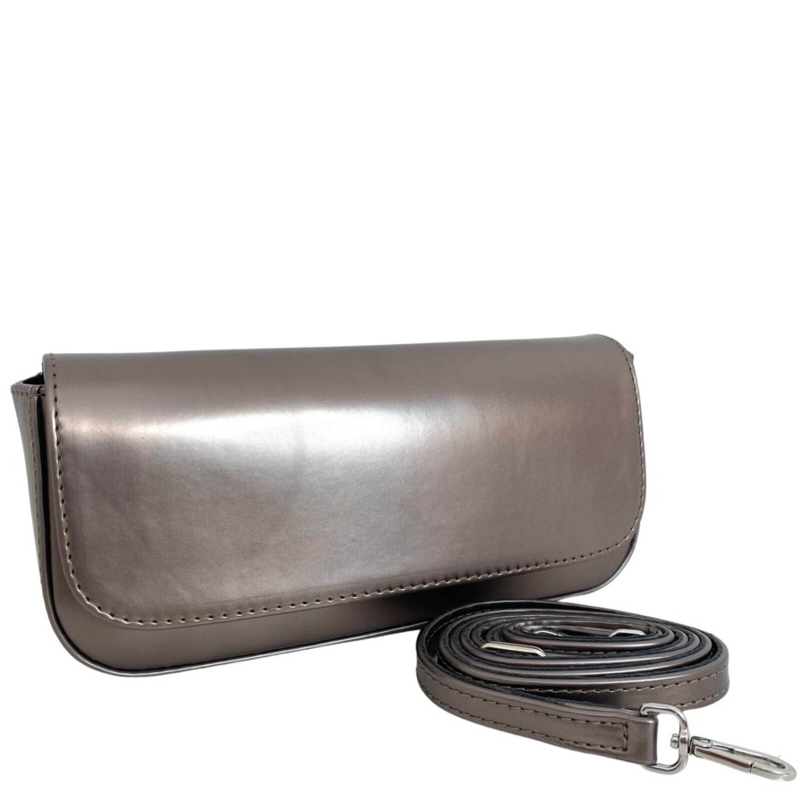 Unisa Unisa Zdreamin Grey Pewter Leather Clutch Bag Clearance