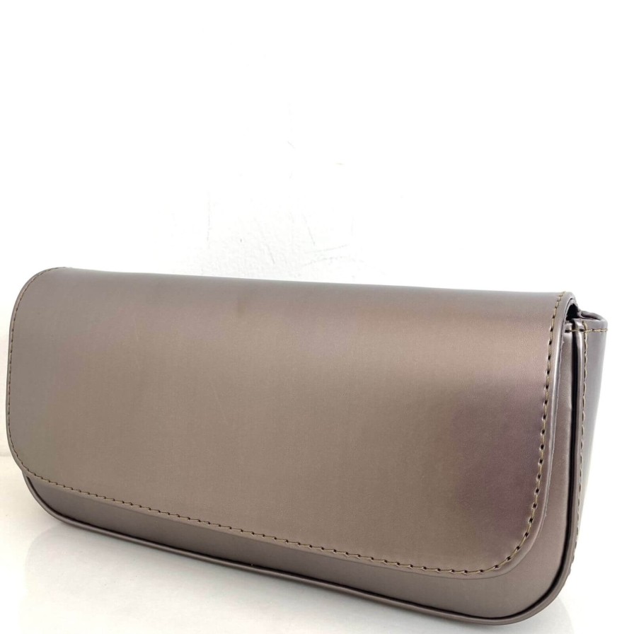 Unisa Unisa Zdreamin Grey Pewter Leather Clutch Bag Clearance