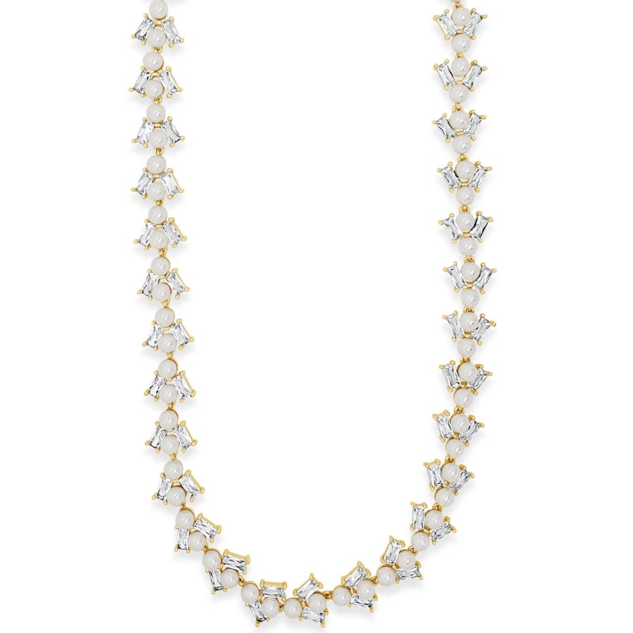 Absolute Absolute Gold Pearl & Baguette Necklace Wholesale