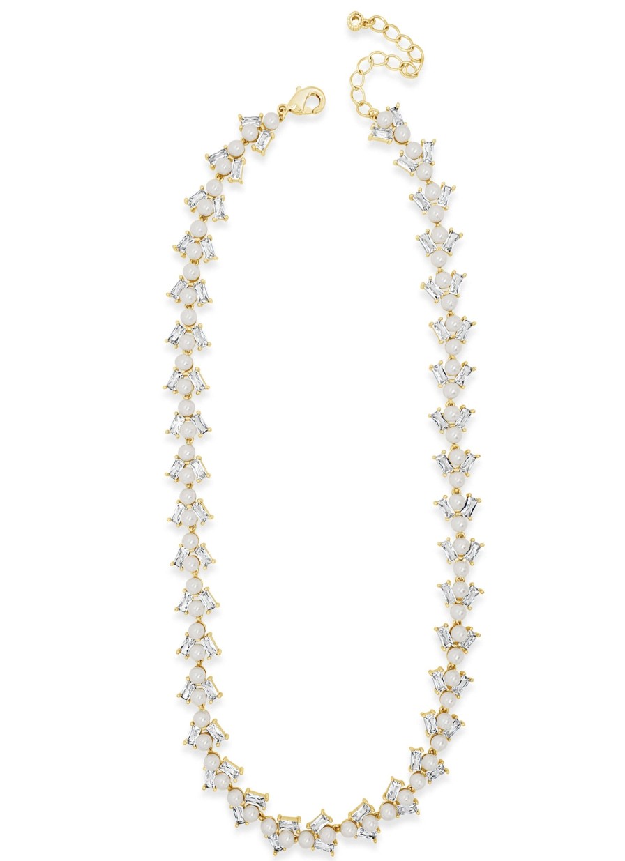 Absolute Absolute Gold Pearl & Baguette Necklace Wholesale