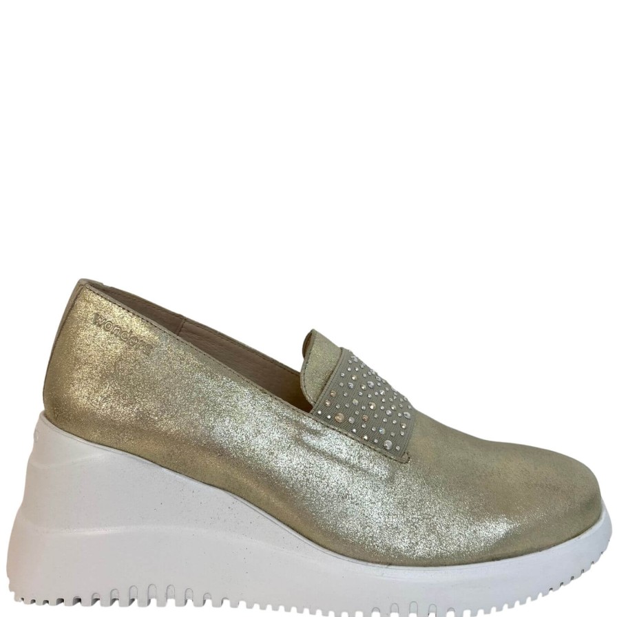 Wonders Wonders Gold Leather Slip On Wedge Shoes Best