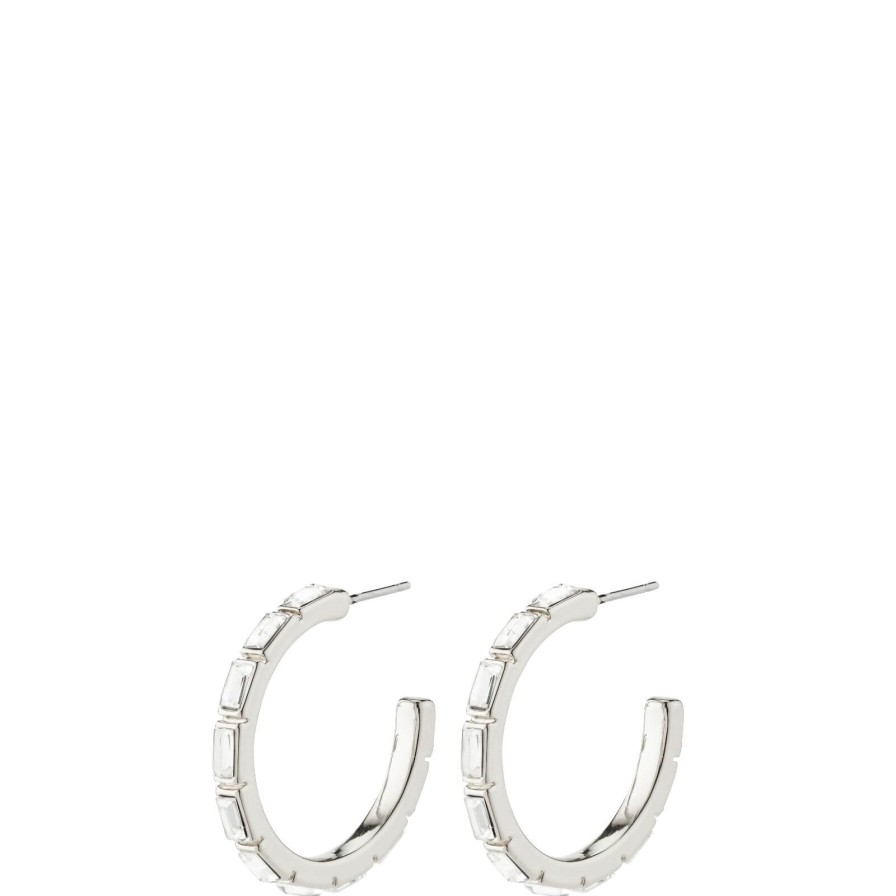 Pilgrim Pilgrim Rue Silver Crystal Hoop Earrings Clearance