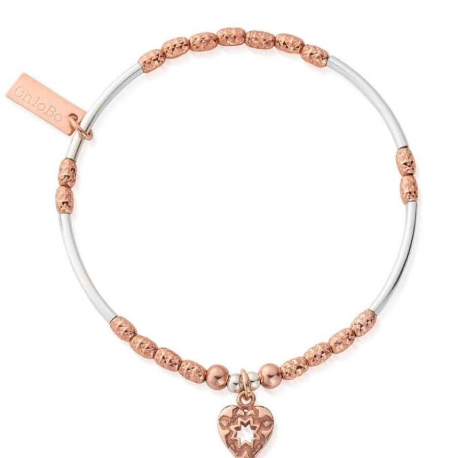 ChloBo Chlobo Star Heart Bracelet - Rose Gold & Silver Online