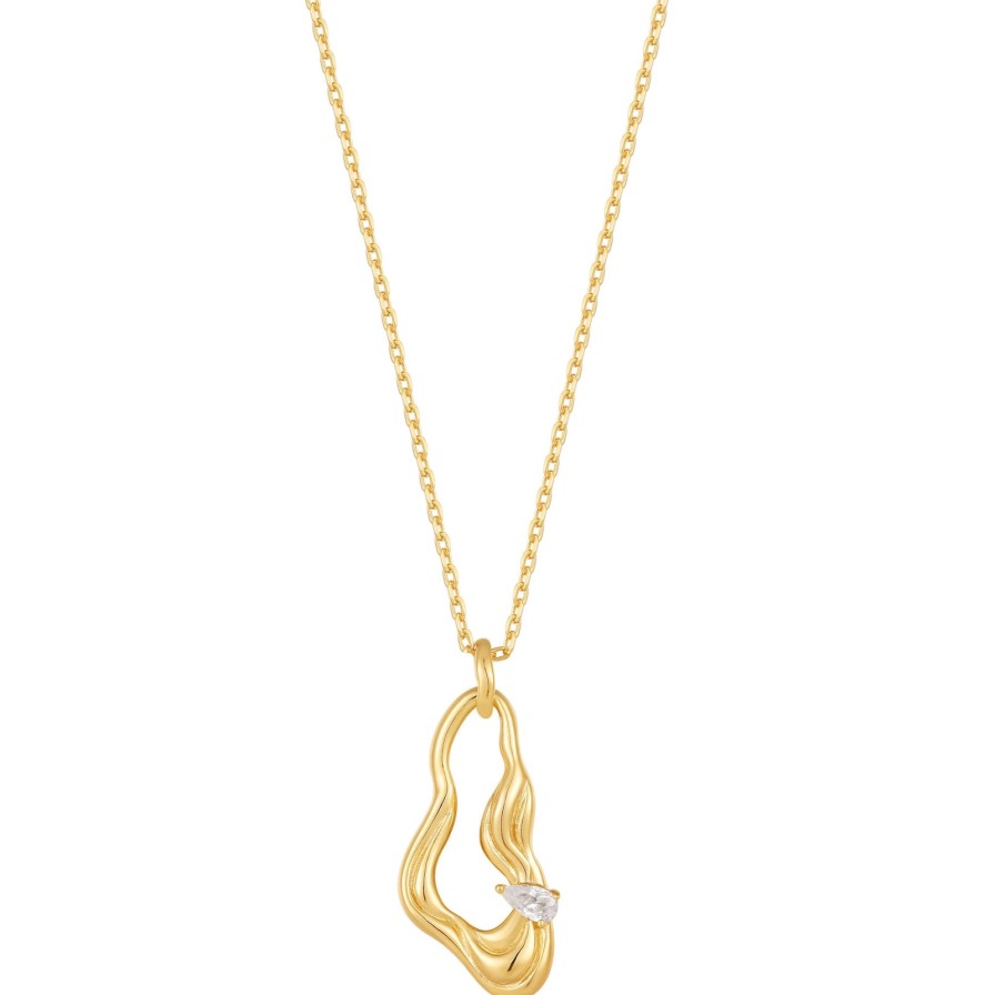 Ania Haie Ania Haie Taking Shape Gold Twisted Wave Drop Pendant Necklace Online