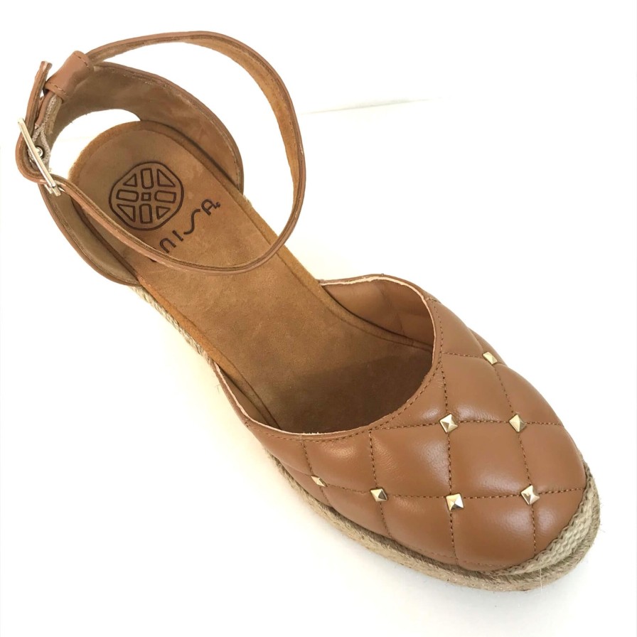 Unisa Unisa Cife Tan Leather Wedges Clearance